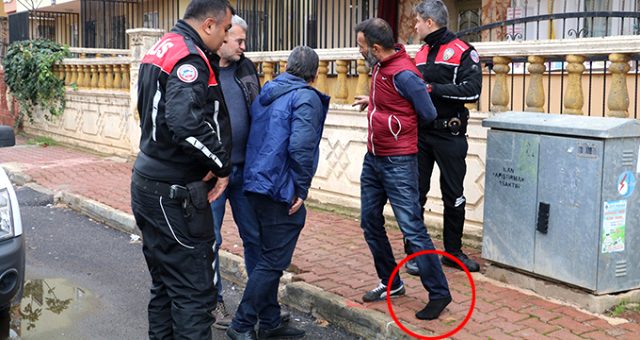 Polisten tek ayakkabıyla kaçmaya çalışan şüpheli yakalandı