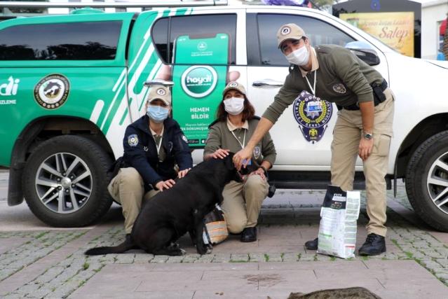 Polis ekipleri sokak hayvanları için günde 50 kilo mama dağıtıyor!