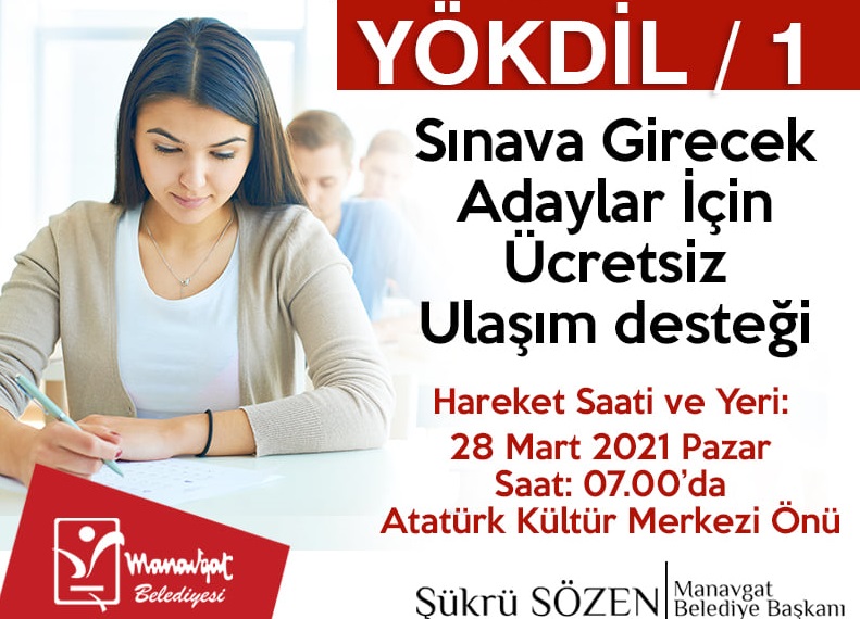 Manavgat Belediyesi’nden Yök-Dil Sınavına Ücretsiz Araç