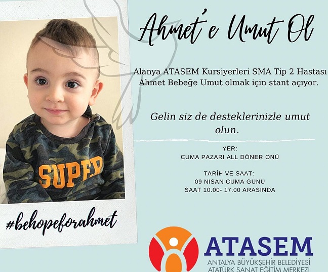 Alanya ATASEM’den SMA hastası Ahmet bebeğe destek