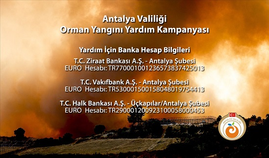 Antalya Valiliği Orman Yangını Yardım Kampanyası