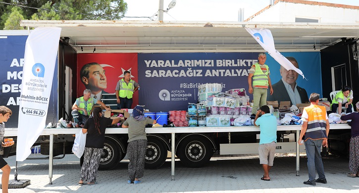 Büyükşehir’den yangın bölgesine mobil destek