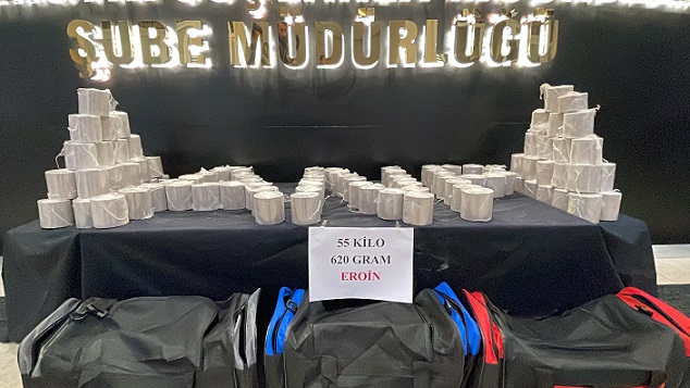 Antalya’da pirinç yüklü tırda 55 kilo 620 gram eroin ele geçirildi