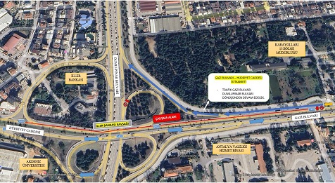 Antalya’da Gazi Bulvarı–Hürriyet Caddesi istikametinde yol kapatılacak